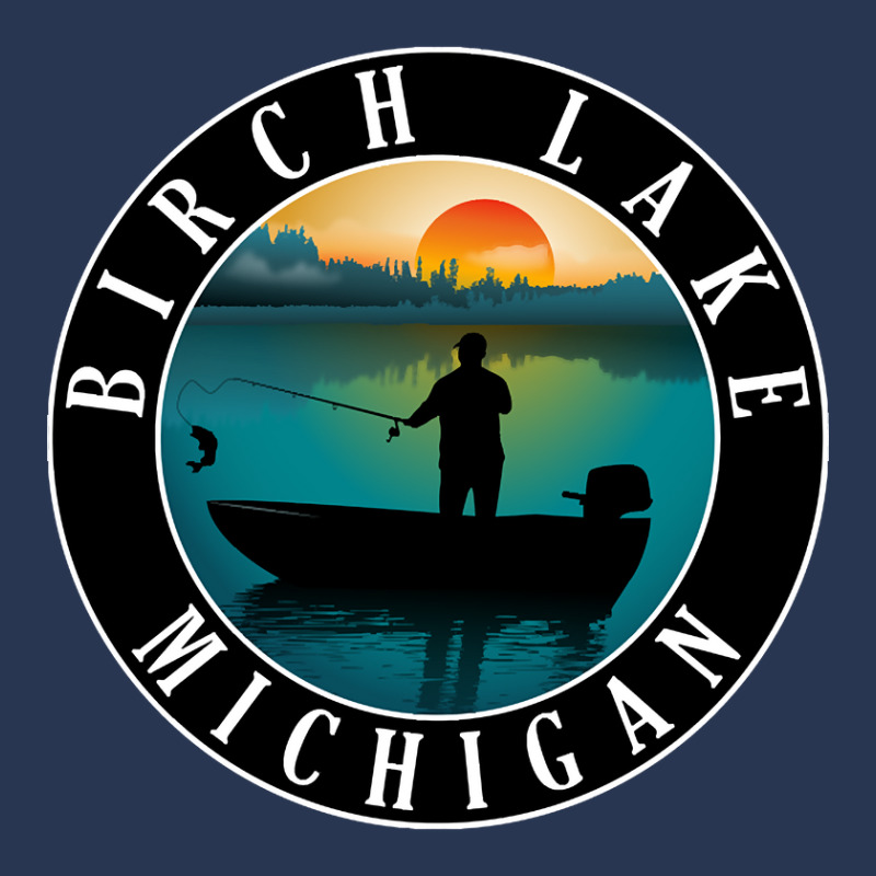 Birch Lake Fishing Michigan Sunset Men Denim Jacket | Artistshot