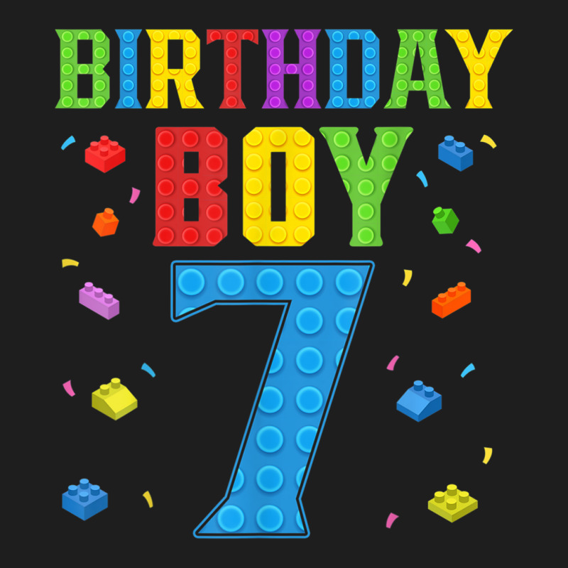 Cute 7th Birthday Gift 7 Years Old Block Building Boys Kids Classic T-shirt | Artistshot