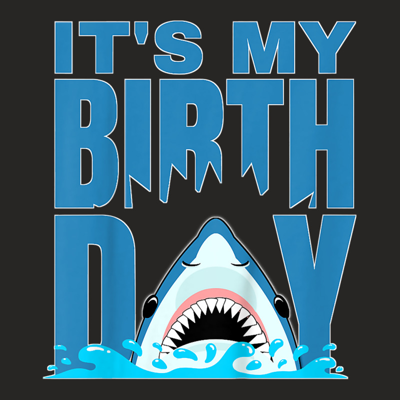 Kids Blue Shark Birthday Shark Bite Its My Birthday Girls Boys Ladies Fitted T-Shirt by RachelRenePeckham | Artistshot