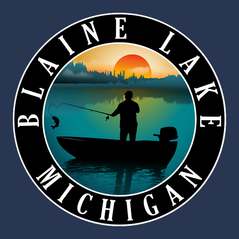 Blaine Lake Fishing Michigan Sunset Men Denim Jacket | Artistshot