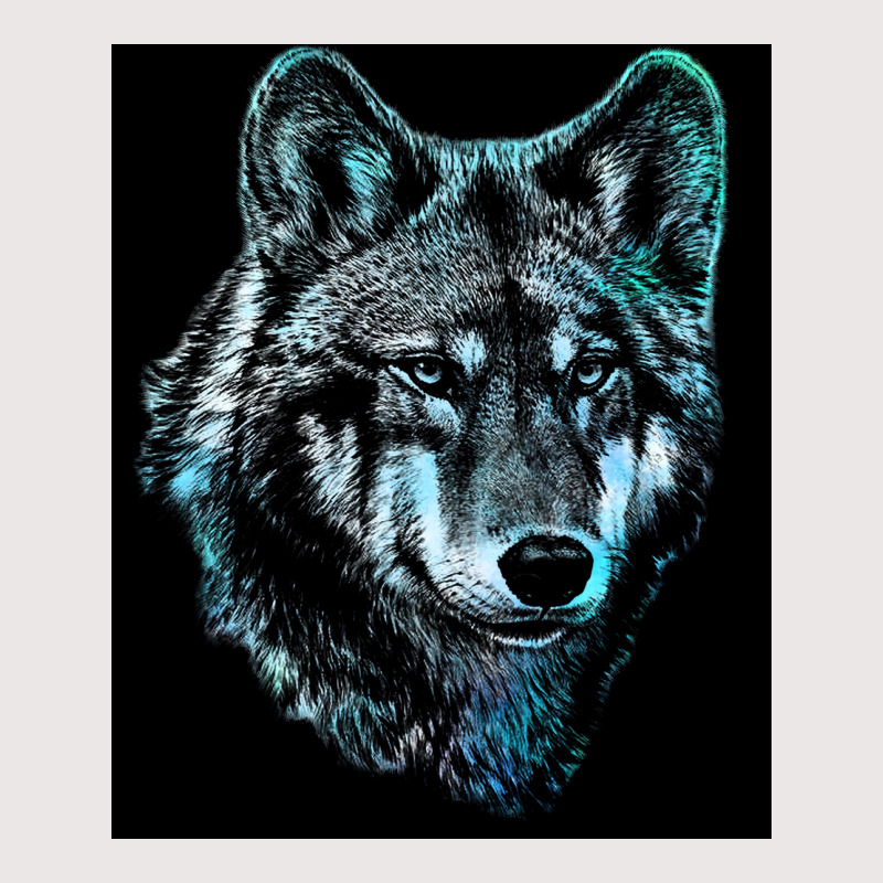 Wolf Face Blue Light Art  Hipster Hipster Pocket T-shirt | Artistshot