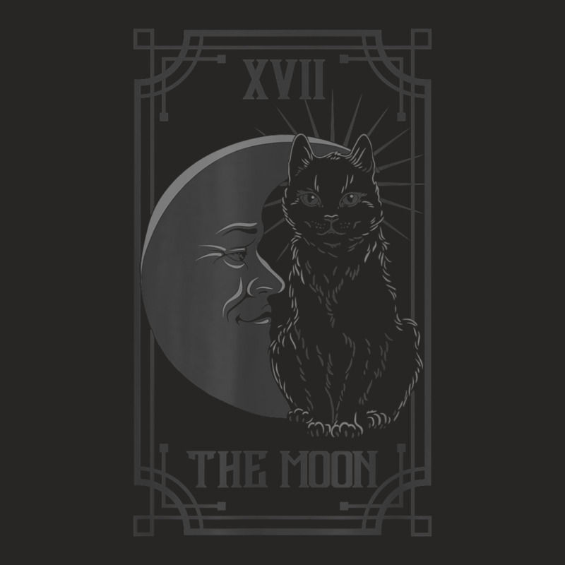 Tarot Card The Moon And The Cat Gothic Pagan Ladies Fitted T-Shirt by KarinLeighPurcell | Artistshot