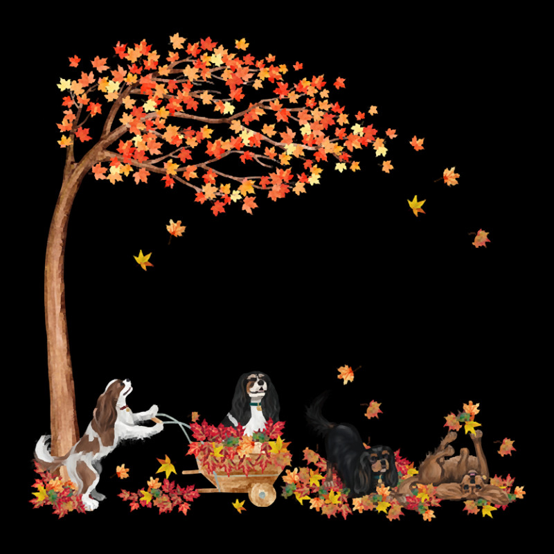 Four Cavalier King Charles Spaniels Playing In Fall Leaves Adjustable Cap | Artistshot