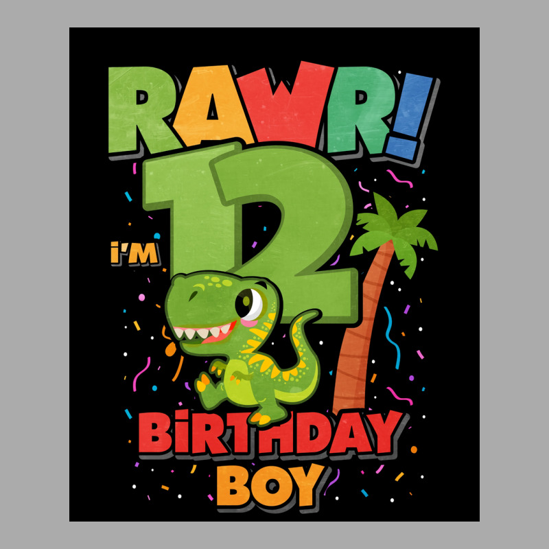 12 Birthday Dinosaur Poster Girl T-shirt | Artistshot