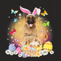 Funny Easter Bunny German Shepherd Dog Bunny Ear Egg Basket Ladies Fitted T-shirt | Artistshot