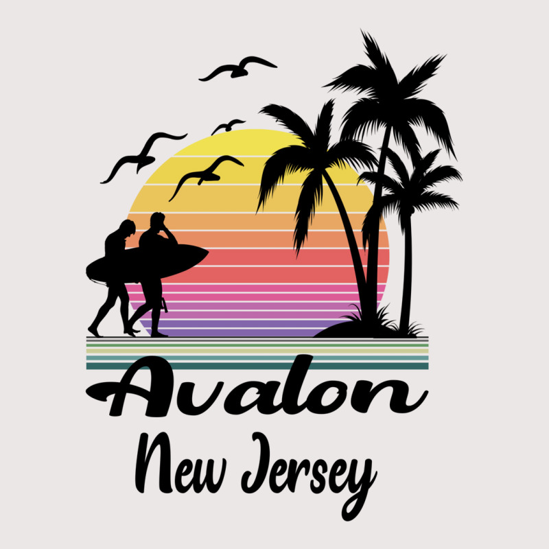 Avalon New Jersey Seaside Retro Sunset Pocket T-shirt | Artistshot