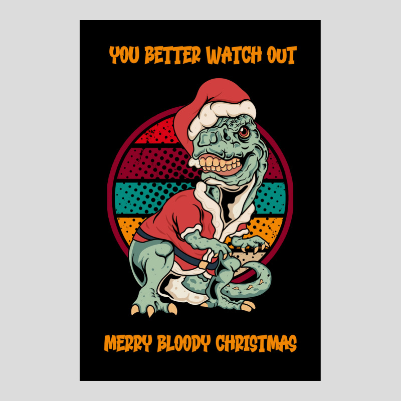 Dinosaur Christmas You Better Watch Out Santa Dinosaur Poster Men's Polo Shirt | Artistshot