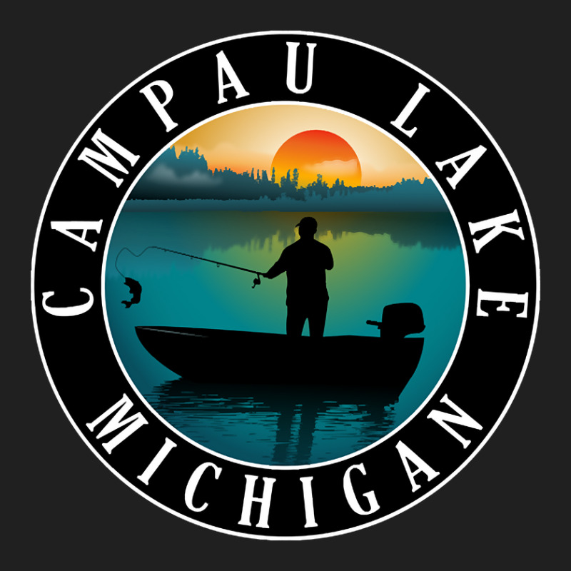 Campau Lake Fishing Michigan Sunset Drawstring Bags | Artistshot