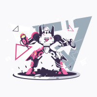 Flat Pink And White Battle Robot With Geometric Shapes Concept T-shirt | Artistshot