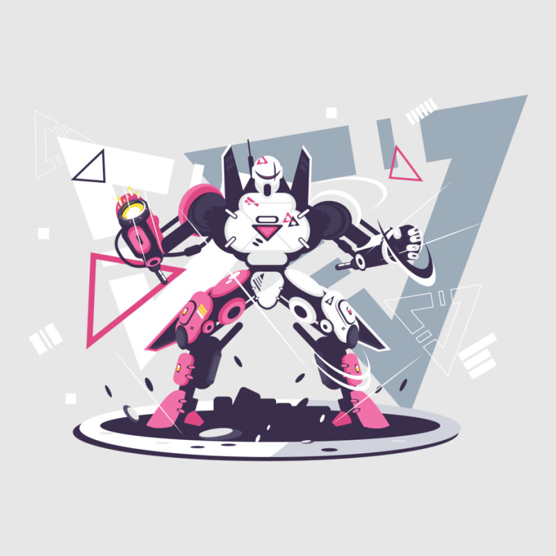 Flat Pink And White Battle Robot With Geometric Shapes Concept Hoodie & Jogger Set | Artistshot