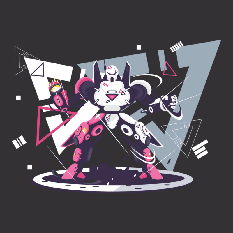 Flat Pink And White Battle Robot With Geometric Shapes Concept Vintage Hoodie And Short Set | Artistshot