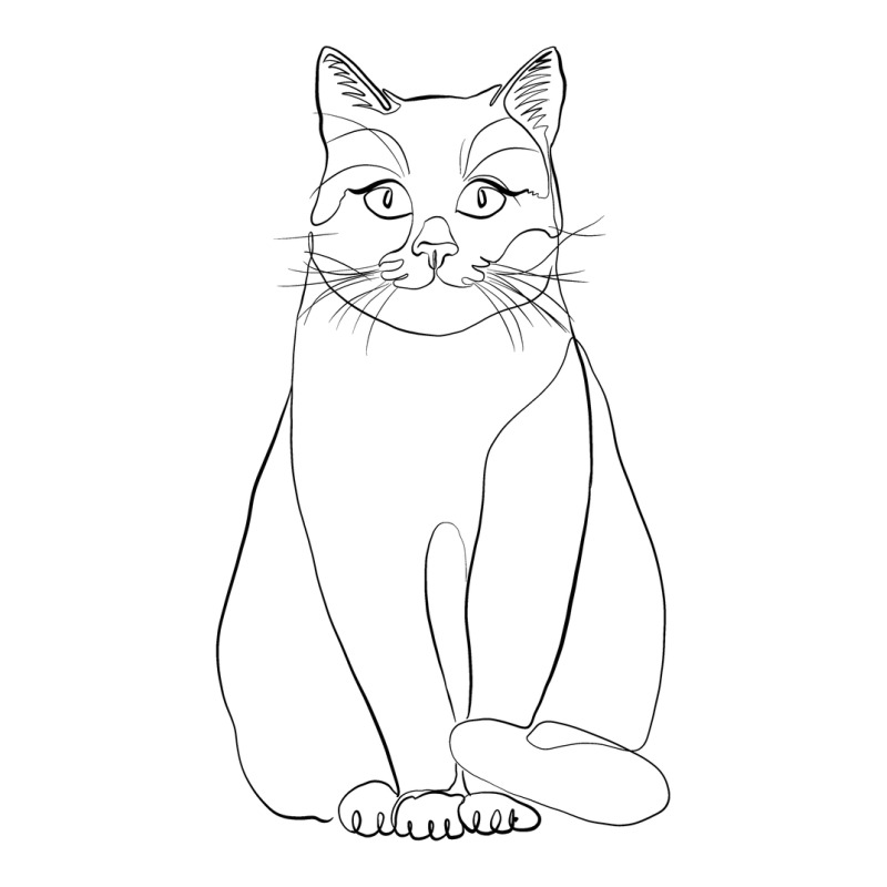 Sitting Cat Line Art Sticker | Artistshot