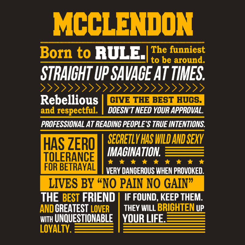 Mcclendon Name Shirt Mcclendon Born To Rule Tank Top | Artistshot