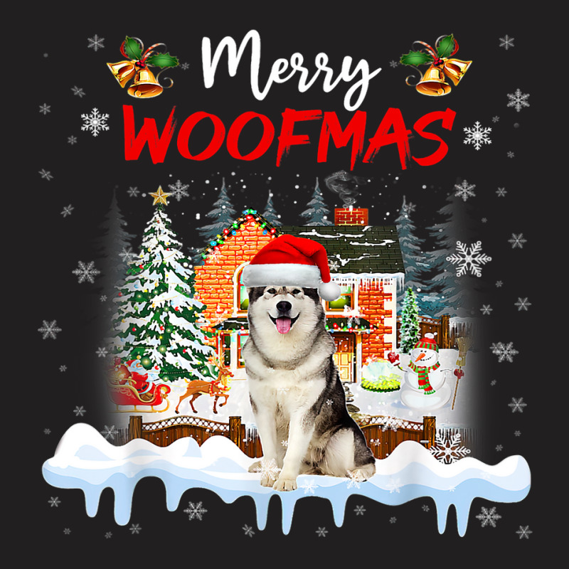 Merry Woofmas Alaskan Malamute Christmas Tree Dog Lover Xmas 107 T-shirt | Artistshot