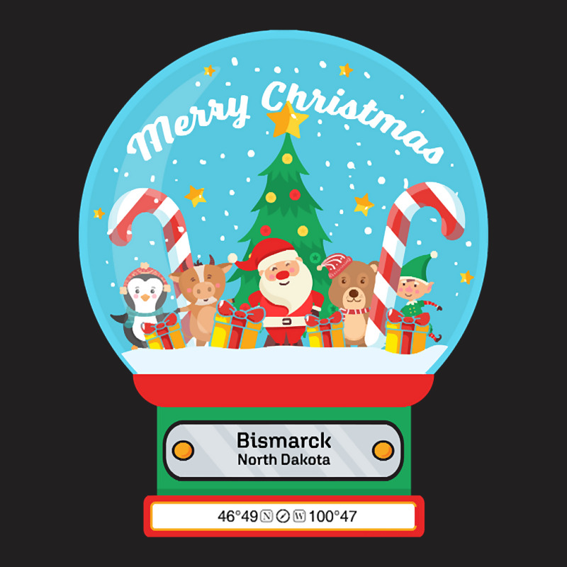 Bismarck North Dakota Usa - Merry Christmas Snowglobe T-shirt | Artistshot