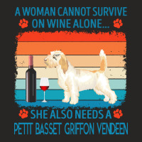 Petit Basset Griffon Vendeen T  Shirt A Woman Cannot Survive On Wine A Ladies Fitted T-shirt | Artistshot