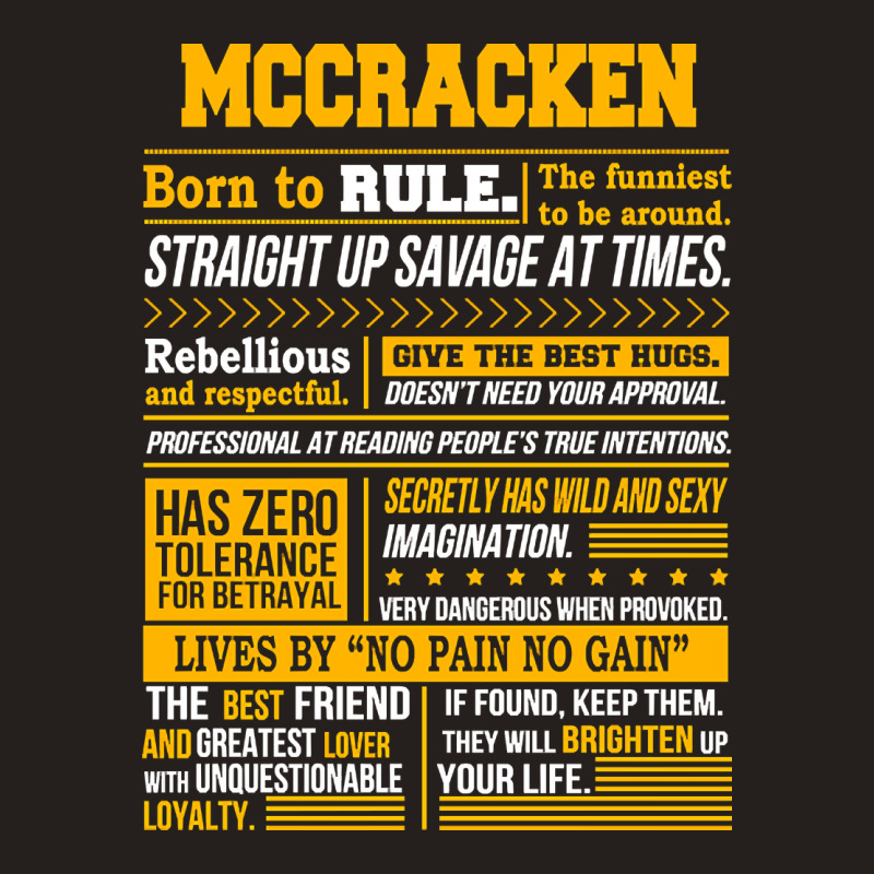 Mccracken Name Shirt Mccracken Born To Rule Tank Top | Artistshot