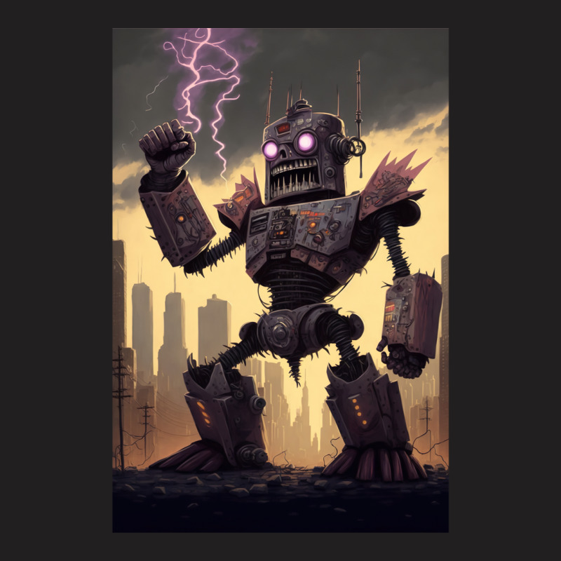 Giant Robot Attacking The City   Japanese Style T-shirt | Artistshot