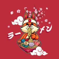 Funny Fox Eating Ramen Cute Japanese Vixen Noodles Pocket T-shirt | Artistshot