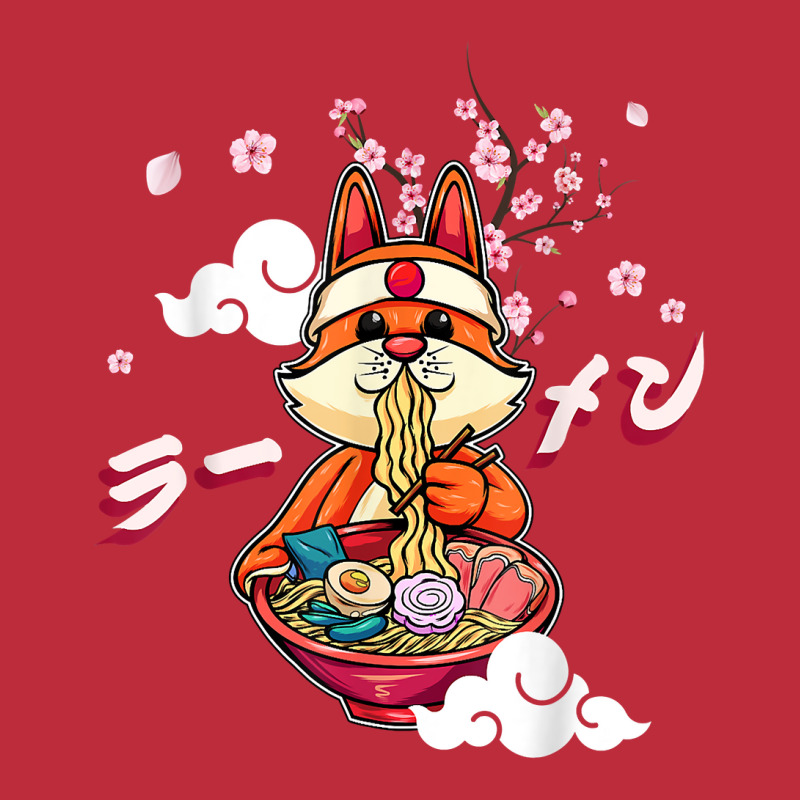 Funny Fox Eating Ramen Cute Japanese Vixen Noodles Pocket T-Shirt by robeijopicar | Artistshot