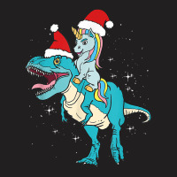 Christmas Trex Santa Unicorn Riding Christmas Dinosaur T Shirt T-shirt | Artistshot