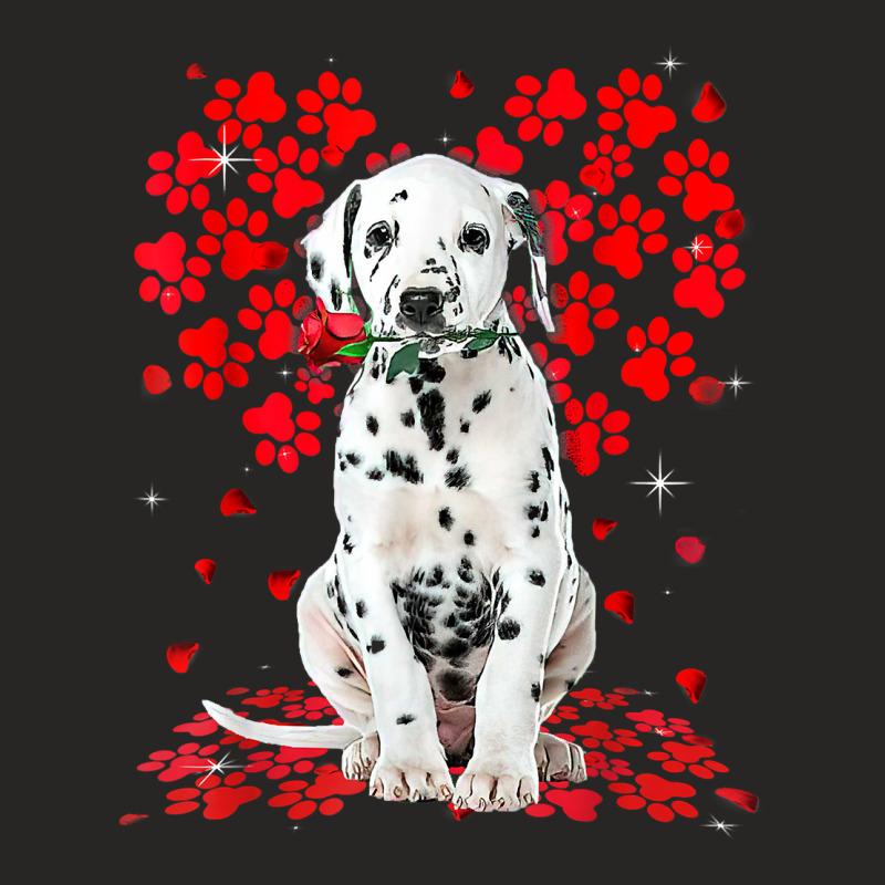 Cute Love Dalmatian Dog Valentine Pet Dog Lover T Shirt Ladies Fitted T-Shirt by luckenbg | Artistshot