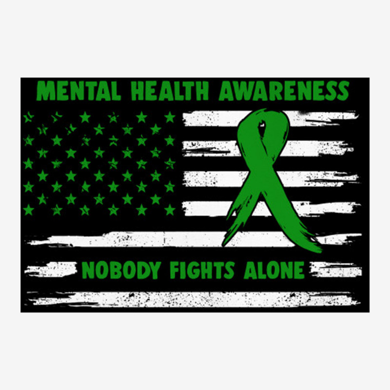 Mental Health Awareness American Flag Nobody Fights Alon Adjustable Cap by saterseim | Artistshot