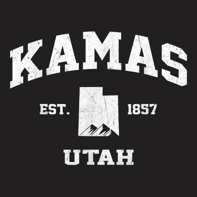 Custom Kamas Utah Ut Vintage State Athletic Style T Shirt Tshirt By