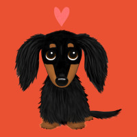 Black And Tan Longhaired Dachshund Cartoon Dog With Heart Ladies Fitted T-shirt | Artistshot