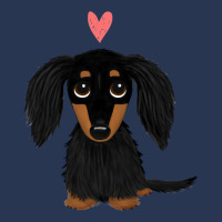 Black And Tan Longhaired Dachshund Cartoon Dog With Heart Ladies Denim Jacket | Artistshot