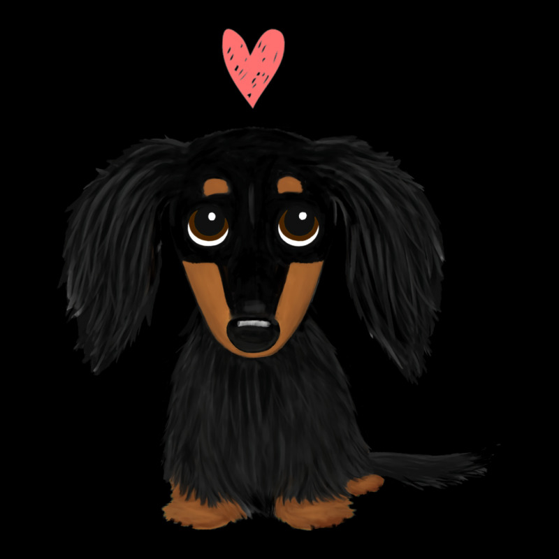 Black And Tan Longhaired Dachshund Cartoon Dog With Heart Cropped Sweater by alhudasadigd | Artistshot