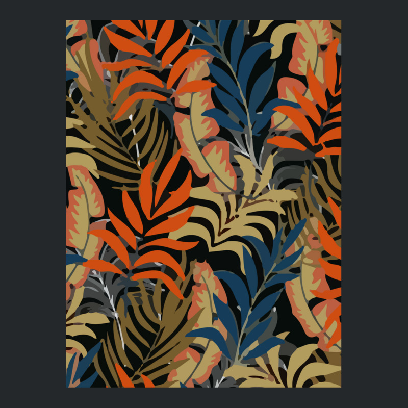 Trend Tropical Pattern With Bright Orange Blue Plants Leaves Crewneck Sweatshirt | Artistshot