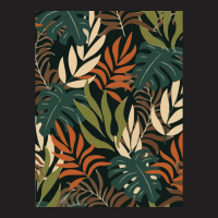 Trend Tropical Pattern With Bright Orange White Plants Leaves 1 T-shirt | Artistshot