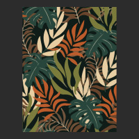 Trend Tropical Pattern With Bright Orange White Plants Leaves 1 Exclusive T-shirt | Artistshot