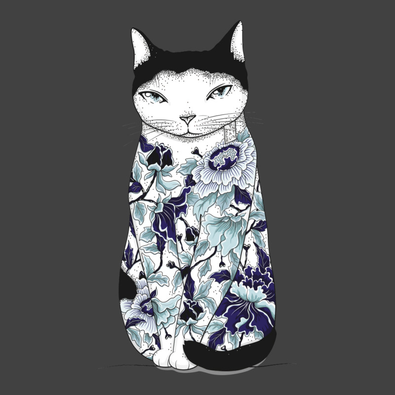 Cat In Blue Peony Tattoo Vintage T-shirt | Artistshot