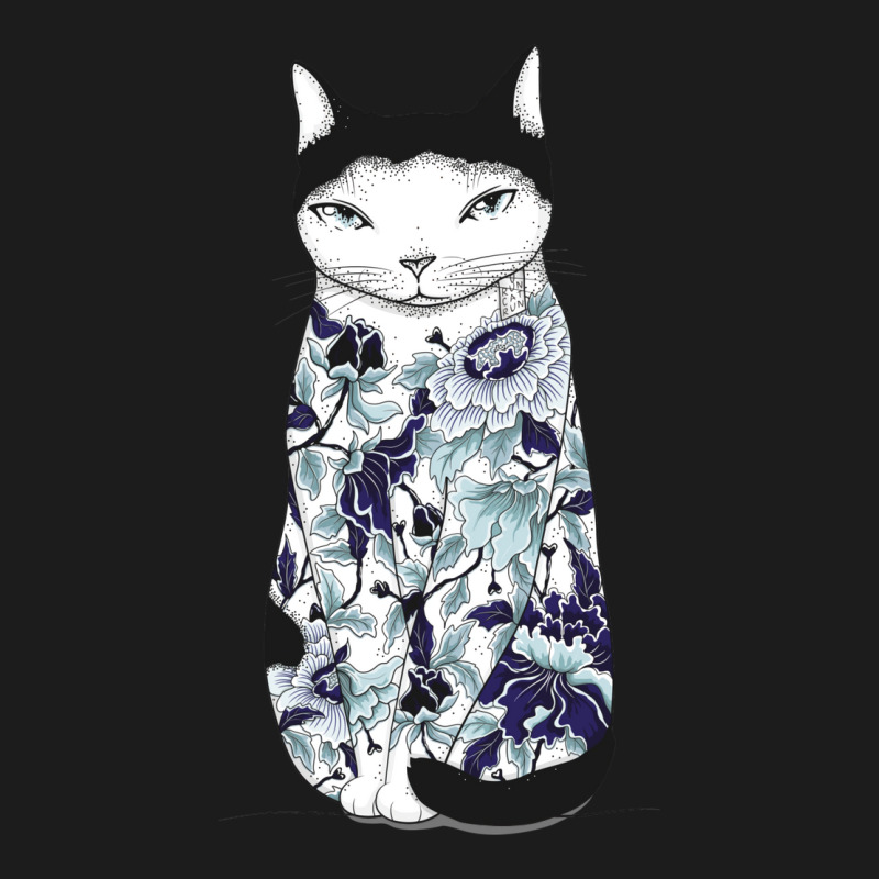 Cat In Blue Peony Tattoo Hoodie & Jogger Set | Artistshot