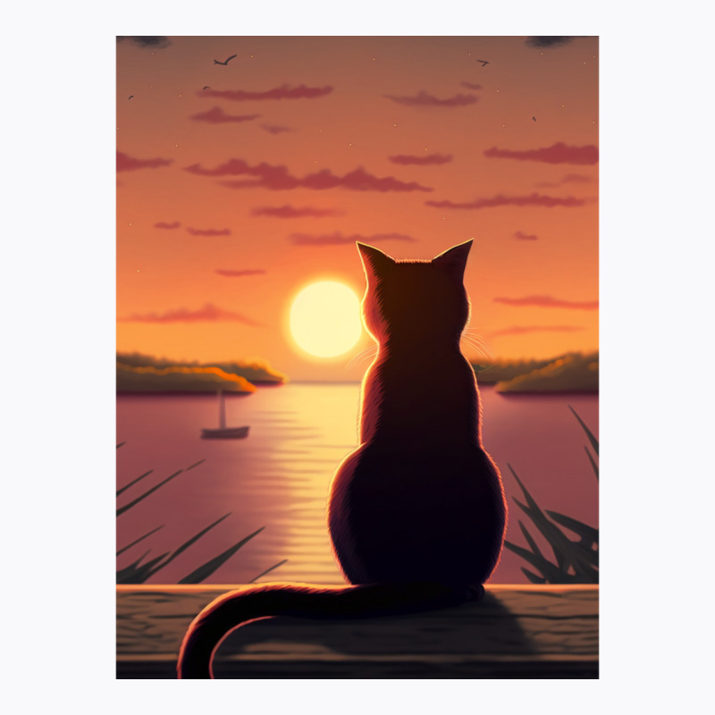 Cat Looking At Sunset1 T-shirt | Artistshot