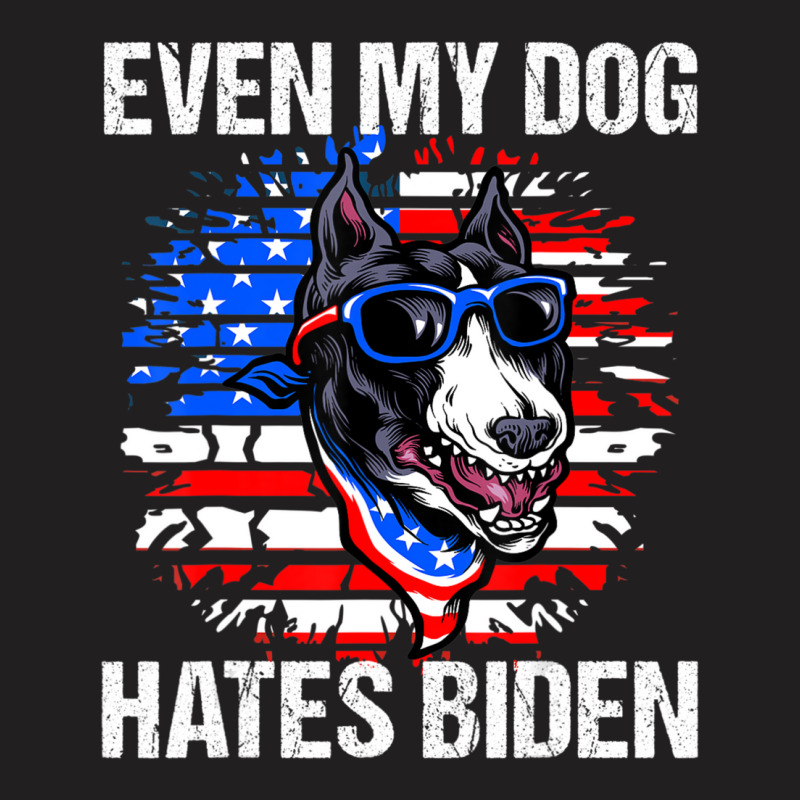 Anti Joe Biden Even My Dog Hates Biden Usa Flag Pibble T-Shirt by tiennguyen | Artistshot