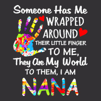 Autism Nana T  Shirt Wrapped Around Their Little Finger Autism Nana T Vintage Hoodie | Artistshot