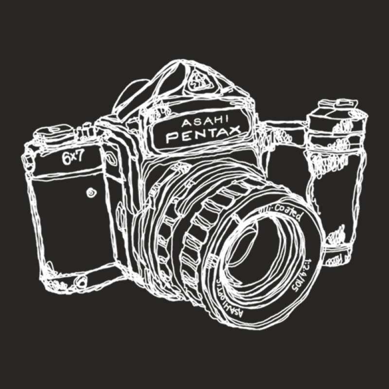 Pentax 6x7 Medium Format Camera White Ink 1 Ladies Fitted T-Shirt by CHARLOTTELYNNTAYLOR | Artistshot