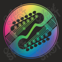 Electric Guitar Headstock Circle Colorful Gradient Theme Ladies Fitted T-shirt | Artistshot