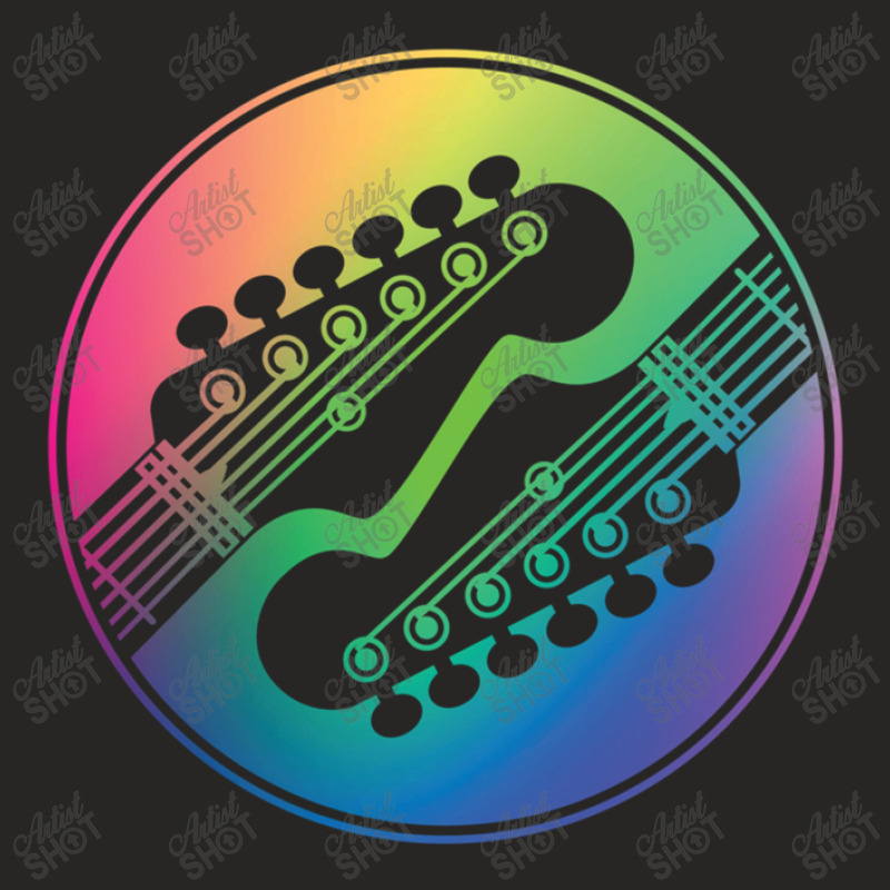 Electric Guitar Headstock Circle Colorful Gradient Theme Ladies Fitted T-Shirt by PatrickDougherty | Artistshot