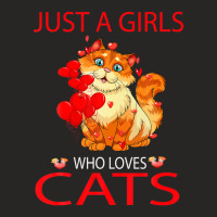 Just A Girl Who Loves Cats A Blank Lined Journal Cute Cat Ladies Fitted T-shirt | Artistshot