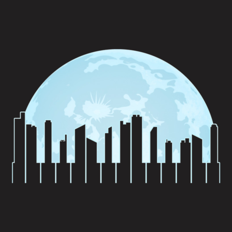 Piano Keys As A City Landscape In The Moonlight T-shirt | Artistshot