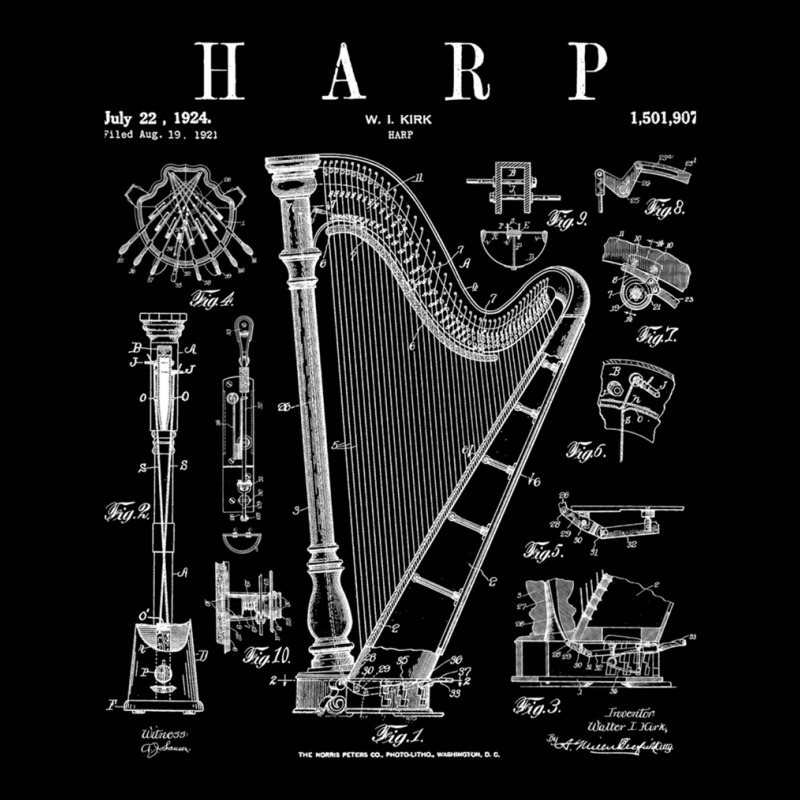 Harp Vintage Patent Harpist Drawing Print .png Adjustable Cap | Artistshot