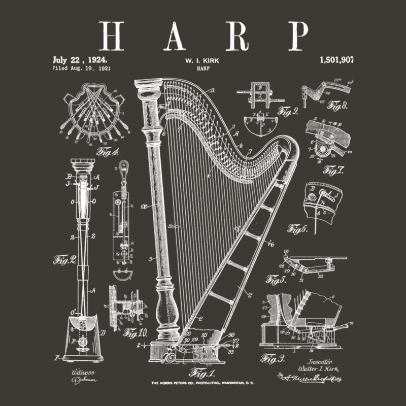 Harp Vintage Patent Harpist Drawing Print .png Bucket Hat | Artistshot