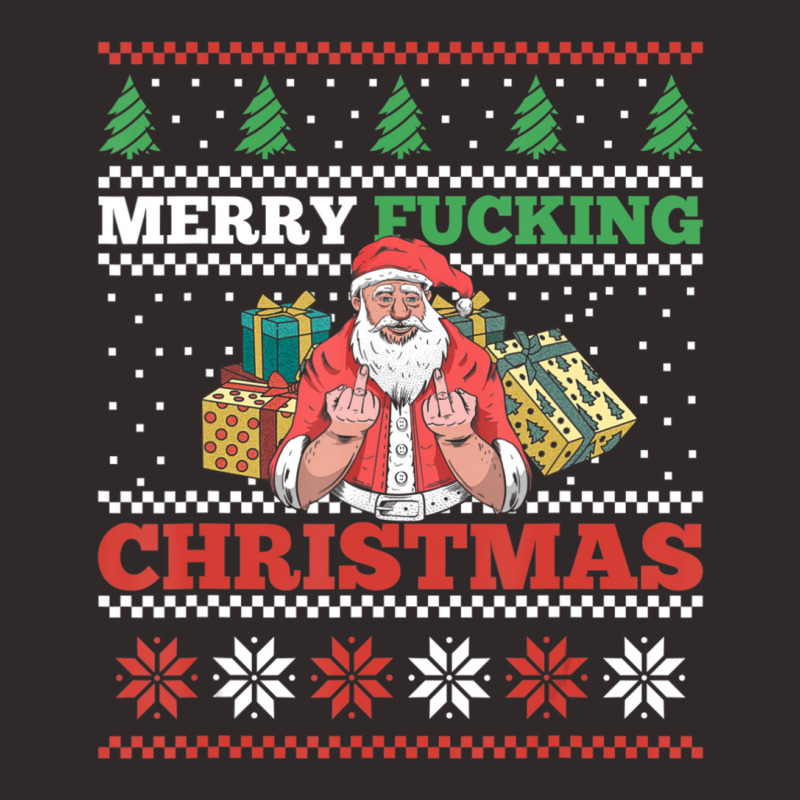 Merry Fucking Christmas Adult Humor Santa Pun Ugly Sweater Racerback Tank by tintruong | Artistshot