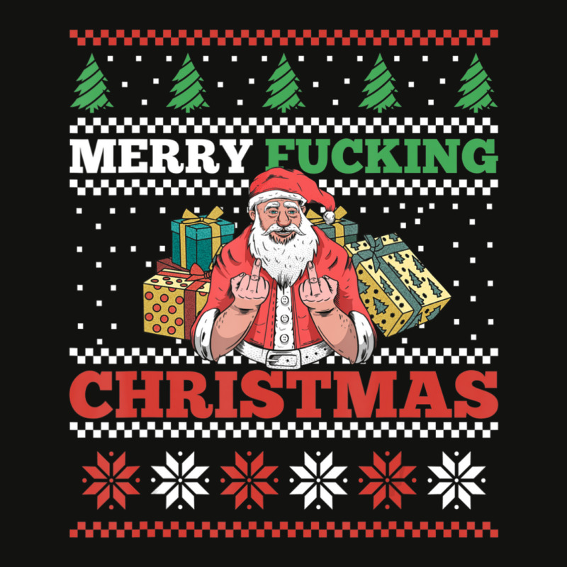 Merry Fucking Christmas Adult Humor Santa Pun Ugly Sweater Scorecard Crop Tee by tintruong | Artistshot