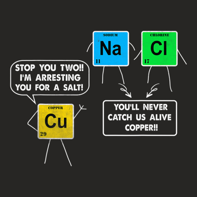 Salt And Copper Periodic Table Police Pun Chemistry Ladies Fitted T-Shirt by tintruong | Artistshot