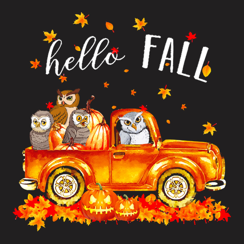 Hello Fall Owls In Car Autunm T  Shirt Owls Hello Fall   Owls In Car P T-shirt | Artistshot